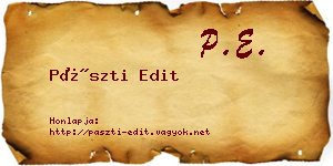Pászti Edit névjegykártya